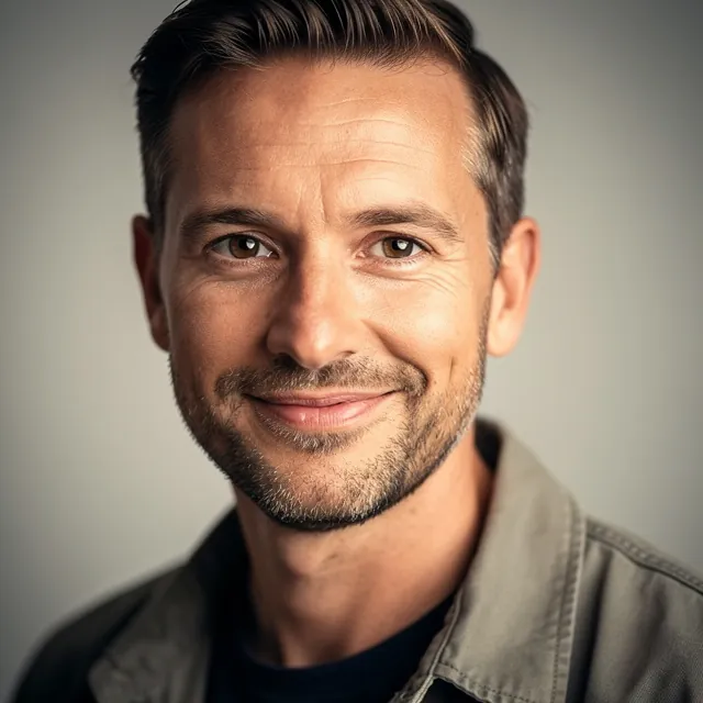 portrait de rico durand visage souriant fond neutre