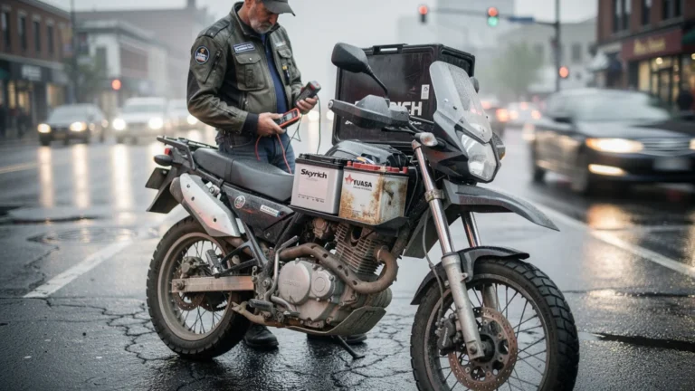 Comparaison réaliste batterie lithium Skyrich et plomb Yuasa après 6 mois sur moto de livraison