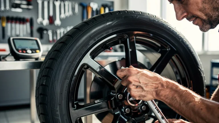 Mécanicien négligeant le couple de serrage des roues après montage des pneus, risques visibles