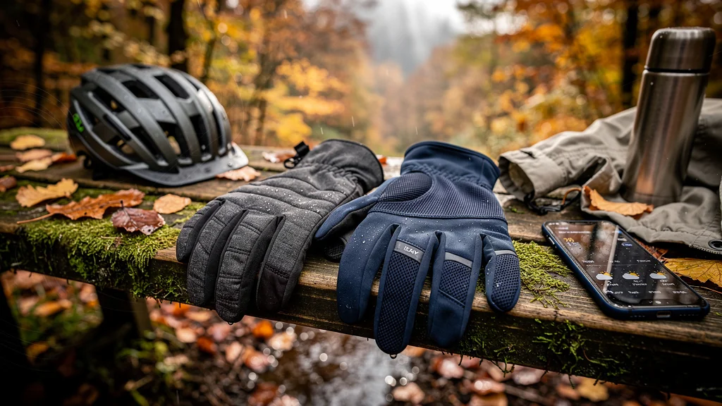 Comparaison photo ultra-réaliste de deux paires de gants mi-saison après cinq sorties par temps changeant