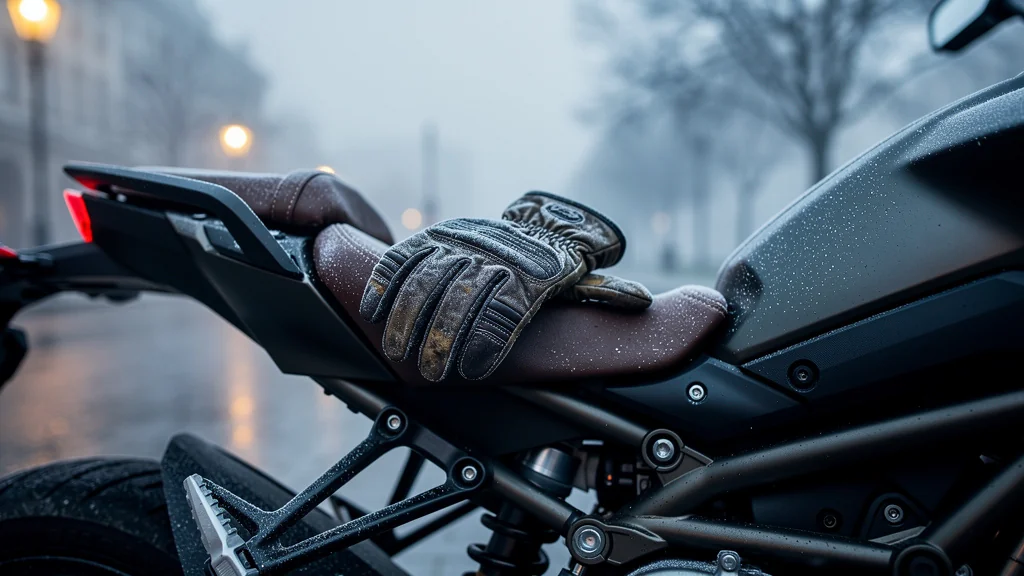 Gants hiver à 90 euros usés sur siège moto, inutilisés malgré le froid, illustrant un achat décevant