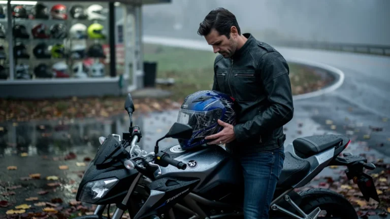 Jeune homme regrette son casque moto endommagé après ne pas l'avoir essayé en boutique, perte de 200 euros
