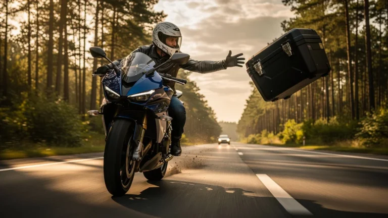 Top-case de moto détaché à 80 km/h sur autoroute, chute due à une fixation mal sécurisée
